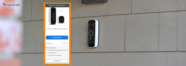 Best Ultra Wide View Pick by Safety.com - Toucan Wireless Video Doorbell